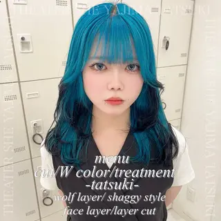 セミロング ハイトーン、ウルフ 池袋 タツキ🪼のヘアスタイル