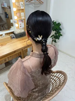 セミロング ヘアアレンジ ヘアセットサロン /上坪愛美のヘアスタイル