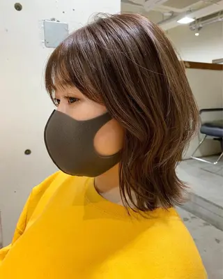 ミディアム カラー パーマ美容師 hanaのヘアスタイル