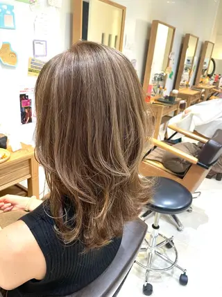 セミロング カラー 心斎橋/ブリーチなし 髪質改善/レイヤーのヘアスタイル