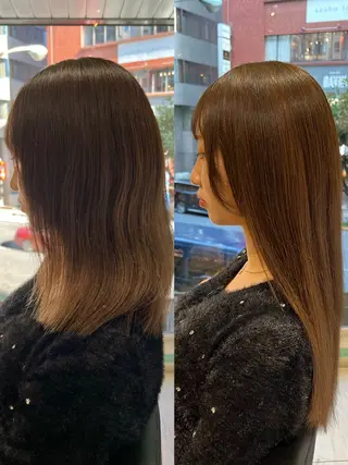 ミディアム ブリーチしない暖色 カラー🥀杉 優菜のヘアスタイル