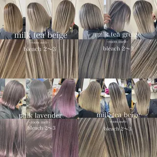 ミディアム カラー ヒカ/外国人風 デザインカラーのヘアスタイル