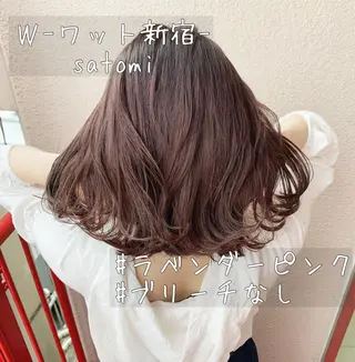 ミディアム 淡色ふんわりhair 新宿satomiのヘアスタイル