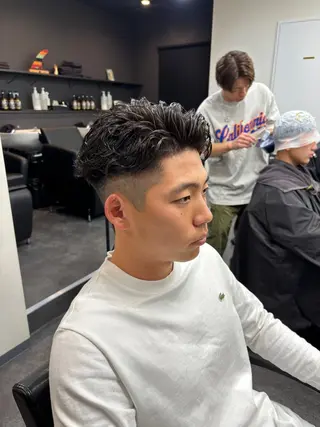 パーマ メンズ スパイキーパーマ 柏NO1 藤本葉のヘアスタイル
