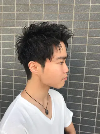 ショート パーマ メンズ アザマ　ヤスカツ _rosso 川口のヘアスタイル