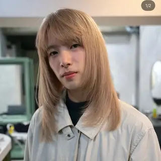 ミディアム カラー メンズ cope’u ROWEN所属・🪽デザインカラー/ ブリーチ/陽向🪽のヘアスタイル