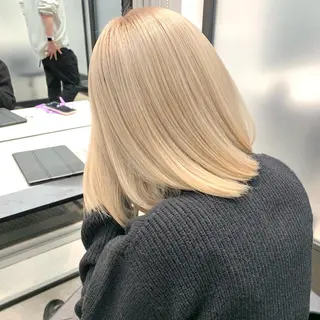 ミディアム カラー ヘアアレンジ ハイトーン/美髪矯正 🍃大江拓実のヘアスタイル