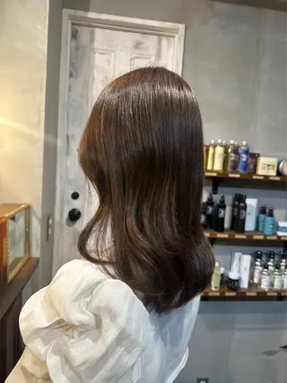 ミディアム カラー mana♡透明感 カラー/縮毛矯正🫧のヘアスタイル