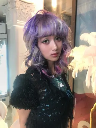 セミロング カラー キッズ HARUNA/原宿/ ハイトーン/デザインのヘアスタイル