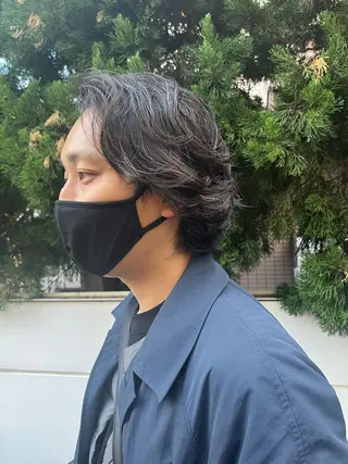 ミディアム パーマ メンズ うるツヤハイトーン✨ /西川郁巳のヘアスタイル