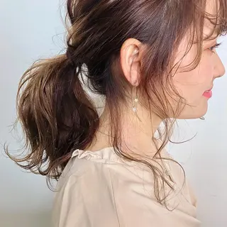 ロング カラー ヘアアレンジ GO TODAY SHAiRE SALON岡山所属・Sana/ 耳ツボ/インナーのヘアスタイル