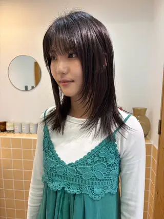 ミディアム カラー sakura🌸 レイヤー/韓国ヘアのヘアスタイル