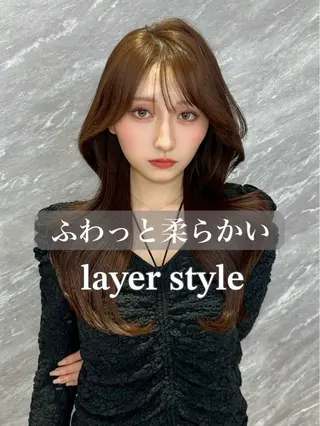 ロング カラー 心斎橋/透明感カラー 髪質改善/レイヤーのヘアスタイル