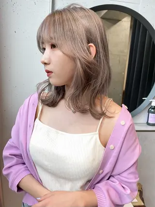 ミディアム カラー Piaコータロー ハイトーン&‪ボブのヘアスタイル