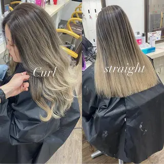 ミディアム カラー ヒカ/外国人風 デザインカラーのヘアスタイル