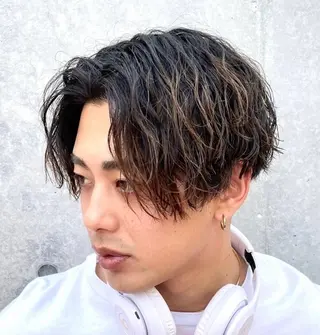 ミディアム パーマ メンズ 瀧本 一樹のヘアスタイル