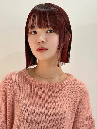 ショート カラー ヘアアレンジ 切りっぱなしボブ/ デザインカラー店長のヘアスタイル