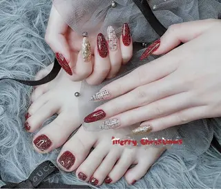 ネイル リボン、ガーリー パーツ放題専門店のネイルデザイン