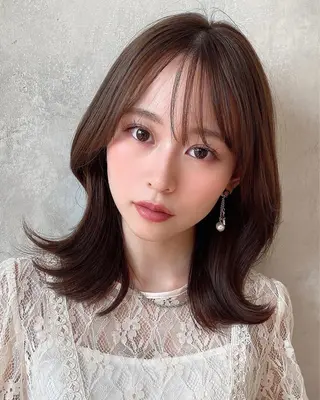 ミディアム 🧡くびれヘア/前髪 顔周り🧡久原結衣のヘアスタイル