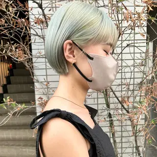 ショート カラー ハイトーン/ブリーチ 似合せカット/パーマのヘアスタイル
