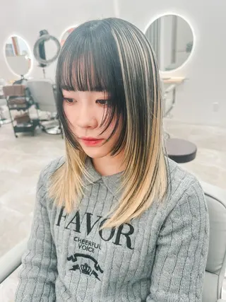 ミディアム カラー デザインカラー ダイチのヘアスタイル