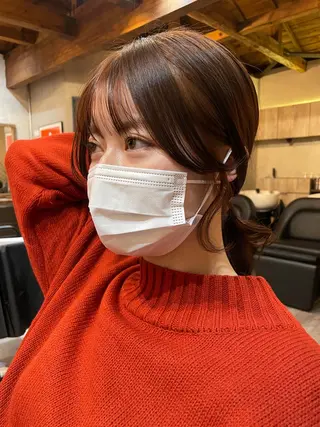 セミロング カラー 顔周りカット× 髪質改善【リョウ】のヘアスタイル