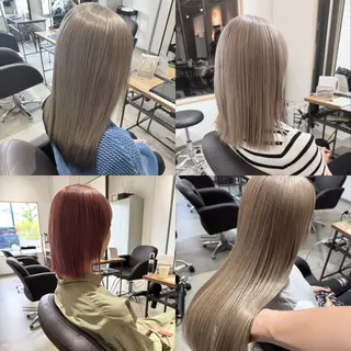 ミディアム ✨艶ブリーチカラー✨ ✨艶髪ストレート✨のヘアスタイル