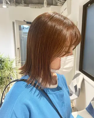 ミディアム カラー ヘアアレンジ 髪質改善カラー&TR 縮毛矯正/弱酸性矯正のヘアスタイル