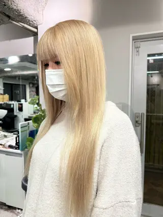 ロング カラー ハイトーン&髪質改善 &韓国エクステ🤎のヘアスタイル