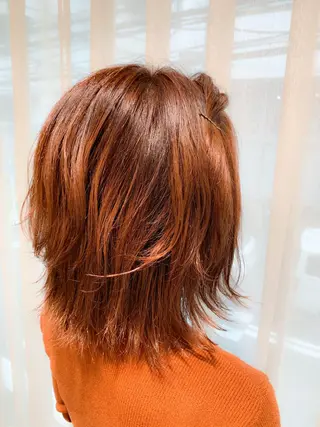 ミディアム 切りっぱなしボブ ソノキユウカのヘアスタイル