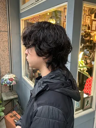 ショート パーマ メンズ 清水千優/パーマ/透 明感カラー/メンズのヘアスタイル