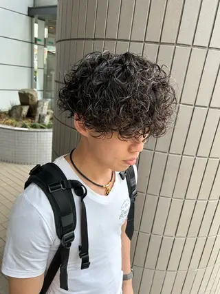 ミディアム パーマ メンズ 大阪/梅田/シャドウ パーマ/ノボリユウタのヘアスタイル