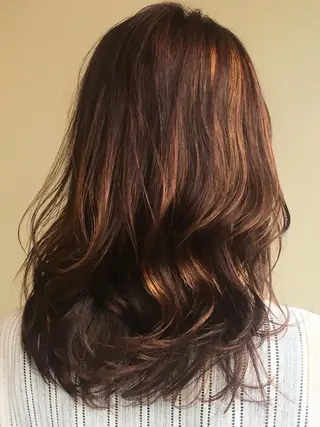 セミロング ✨白髪ぼかし 🍀MINAKO☆のヘアスタイル