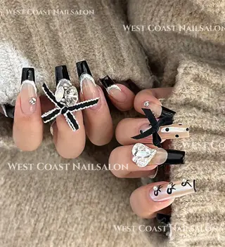 ネイル リボン、ガーリー パーツ放題専門店のネイルデザイン