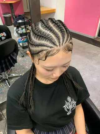 セミロング ヘアアレンジ Lehua   (レフア)所属・MEI/ブレイズ/ コーンロウ/茅ヶ崎のヘアスタイル