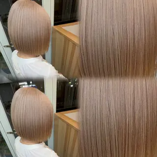 ショート カラー パーマ ブリーチ矯正💐 ミルクティー💐ナオのヘアスタイル