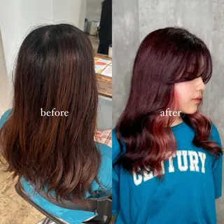 ミディアム カラー 💫miyu💫デザ インカラー/アレンジのヘアスタイル