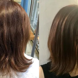 ミディアム パーマ 濱岡 恭子のヘアスタイル