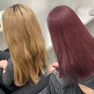 ミディアム カラー ハイトーン/ 髪質改善/上質艶髪のヘアスタイル
