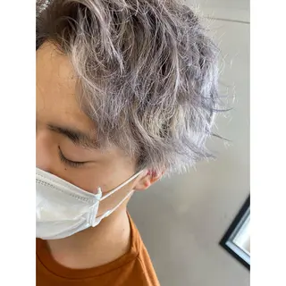 カラー パーマ ヘアアレンジ メンズ 切りっぱなしボブ/ デザインカラー店長のヘアスタイル