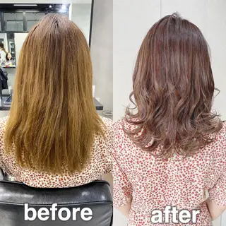 ミディアム カラー 艶髪/縮毛矯正 特化 ヒトシのヘアスタイル