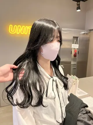 ロング カラー パーマ ヘアアレンジ メンズ キッズ 上品＆韓国風 🥀海心🥀のヘアスタイル