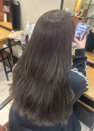 ミディアム カラー オリーブ/ 透明感カラー/れいあのヘアスタイル