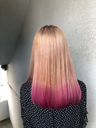 ロング カラー ブリーチカラー🌈 石垣翔太のヘアスタイル