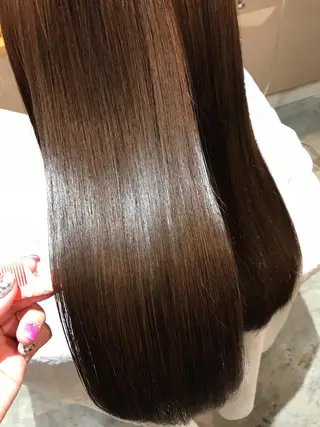 セミロング カラー 髪質改善×矯正🫧 韓国ヘアasamiのヘアスタイル