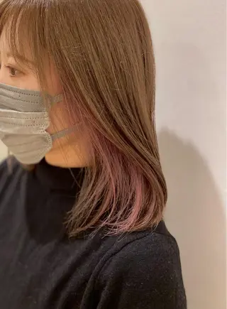 ミディアム カラー ブリーチなしWカラー /酸性ストレート河本のヘアスタイル