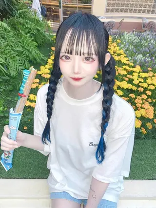 ロング カラー ハイトーンエクステ 🎩カズキ🎩のヘアスタイル