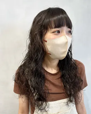 ロング パーマ デザインカラー/パー マ🦖外岡咲希🦖のヘアスタイル