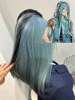 ロング カラー 透明感/ブリーチ縮毛 /髪質改善/星野純一のヘアスタイル