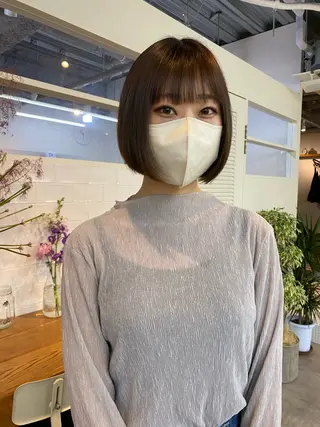 ショート カラー yumeka🩶ボブ 暖色/透け感カラーのヘアスタイル